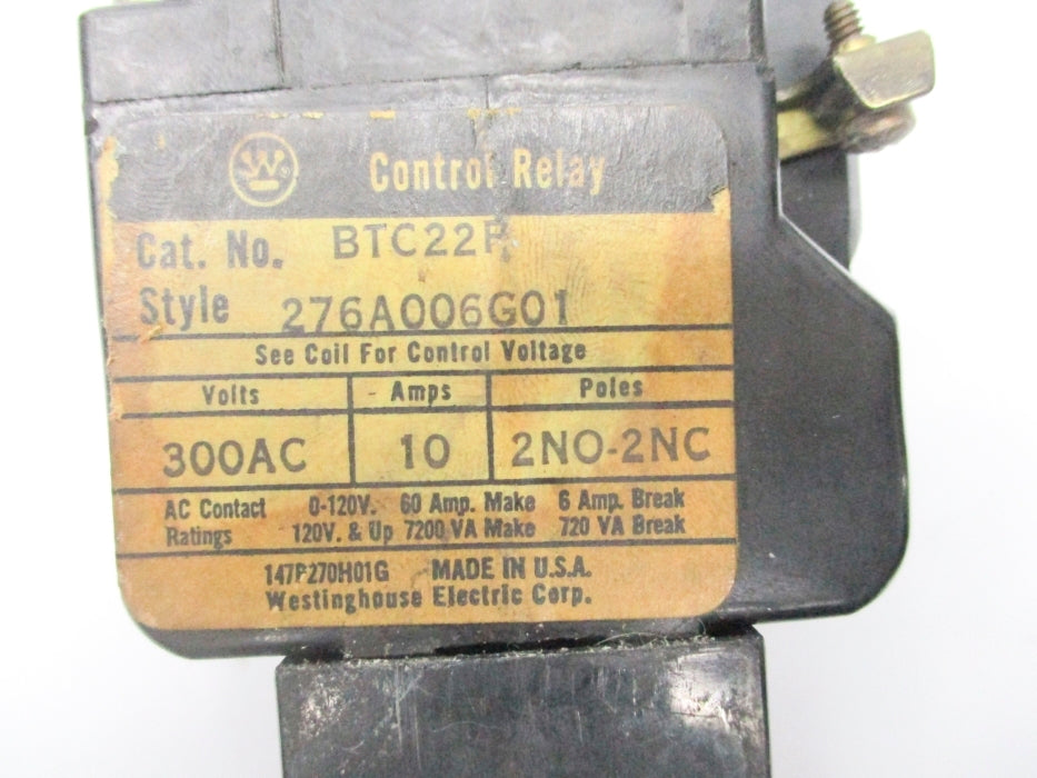 WESTINGHOUSE BTC22F 276A006G01 10A 110/120V UNMP