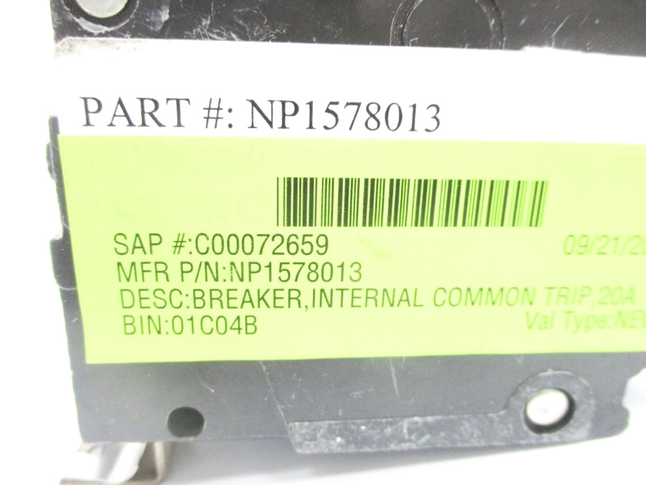 GENERAL ELECTRIC NP1578013 20A 120/240VAC UNMP