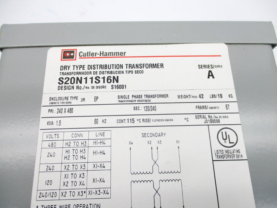CUTLER HAMMER S20N11S16N SER. A 1.5KVA NSNP