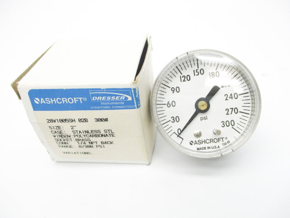 ASHCROFT 20W1005SH02B300# 0-300PSI NSMP