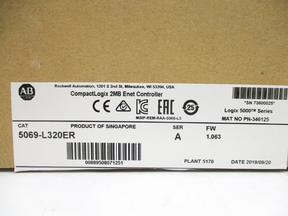 ALLEN BRADLEY 5069-L320ER SER. A F/W 1.063 (BR/WH) NSMP