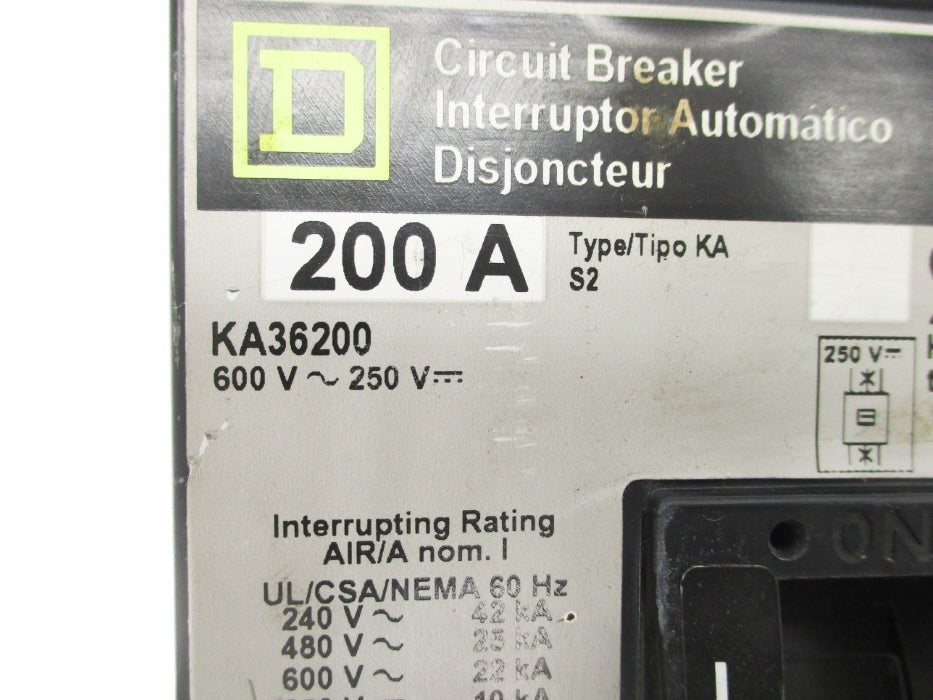 SQUARE D KA36200 SER. S2 200A (GREY) NSNP