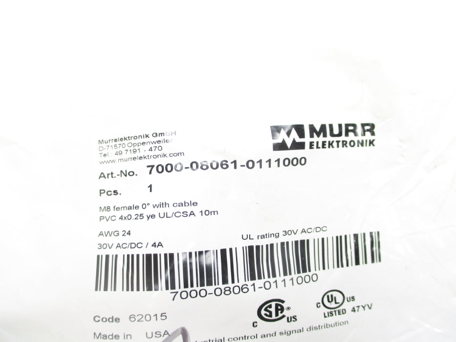 MURR ELEKTRONIK 7000-08061-0111000 30VAC/DC 4A NSMP