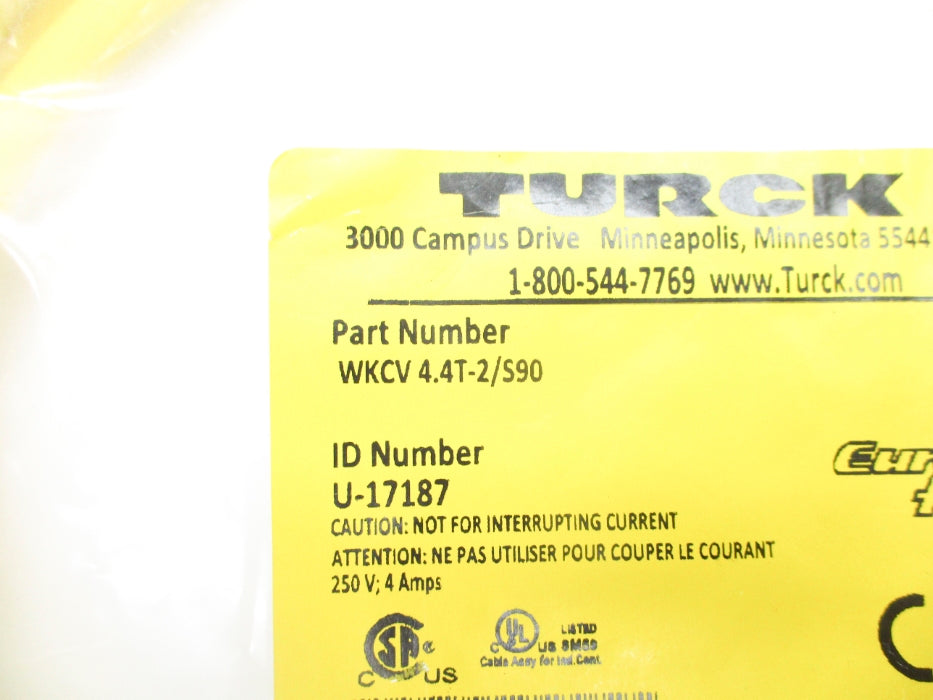 TURCK WKCV4.4T-2/S90 U-17187 NSMP