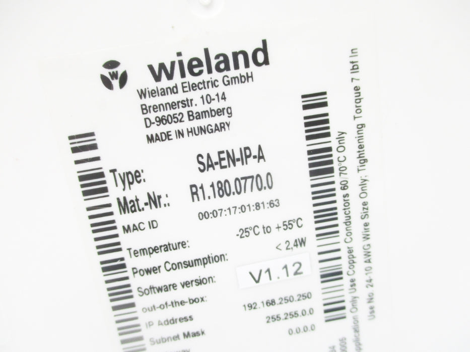 WIELAND SA-EN-IP-A R1.180.0770.0 NSNP