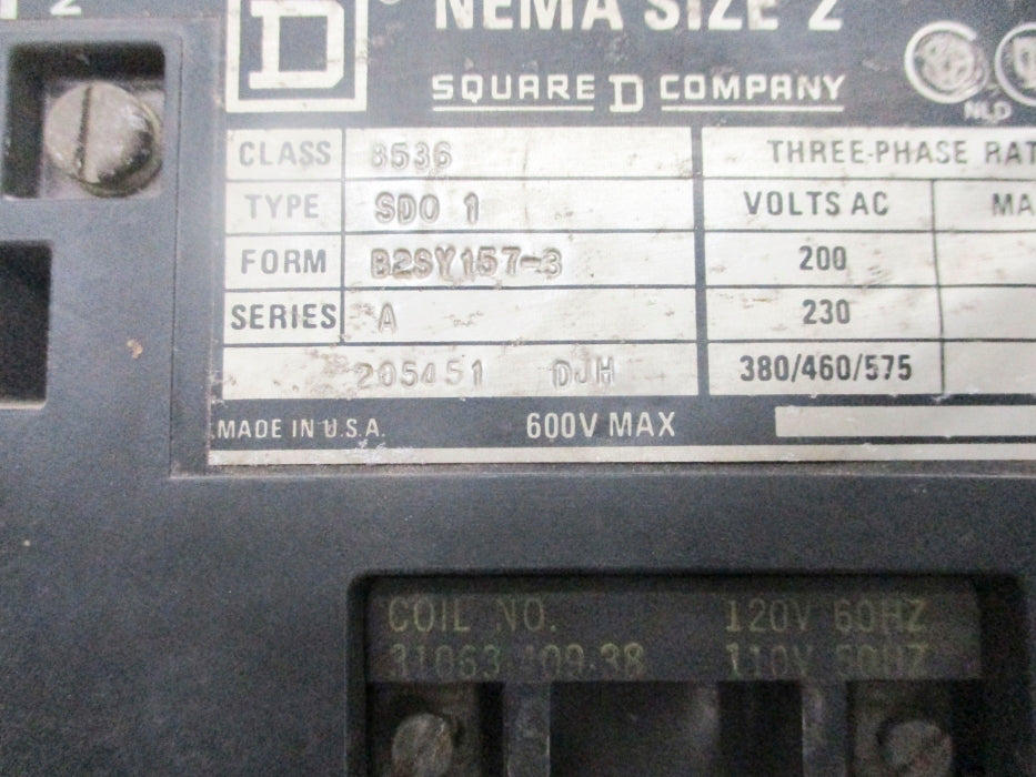 SQUARE D 8536SD01V02 SER. A 110/120V UNMP