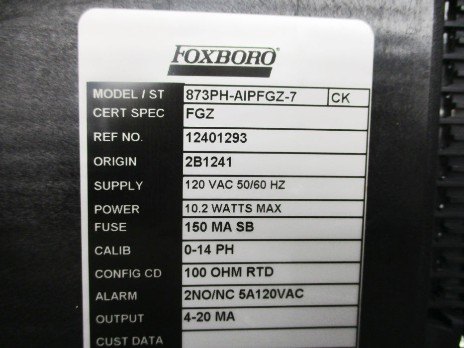 FOXBORO 873PH-AIPFGZ-7 NSNP