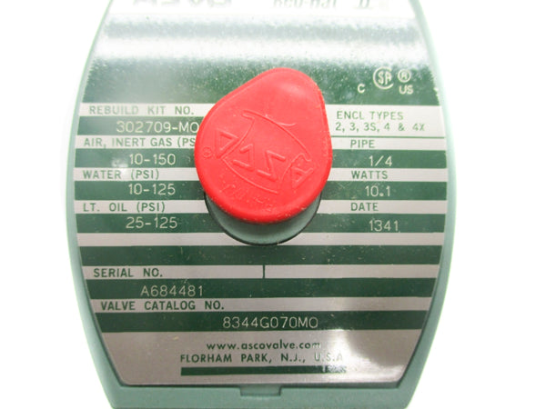 ASCO 8344G070MO 110/120V 10-125PSI 1/4" NSNP
