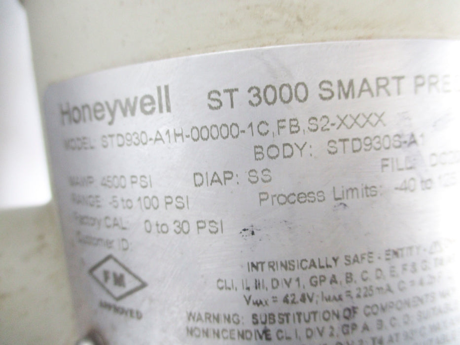 HONEYWELL STD930-A1H-00000-1C,FB,S2-XXXX 5-100PSI UNMP