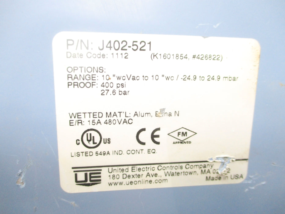 UNITED ELECTRIC J402-521 400PSI NSNP