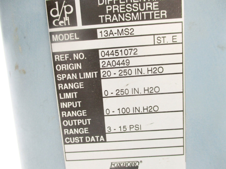 FOXBORO 13A-MS2 3-15PSI NSNP