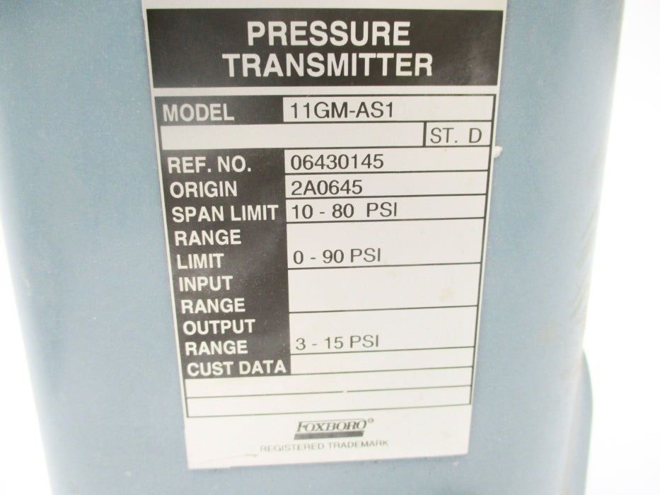 FOXBORO 11GM-AS1 0-90PSI UNMP