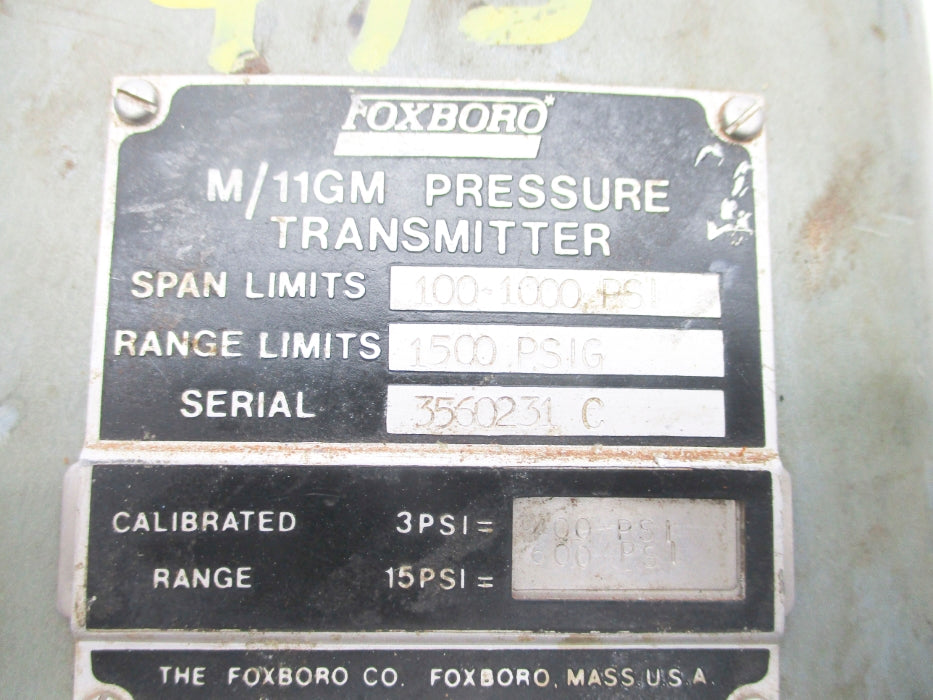 FOXBORO M/11GM 1500PSIG UNMP