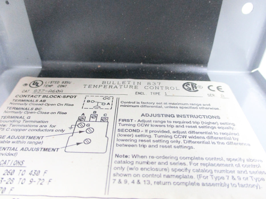 ALLEN BRADLEY 837-A60A SER. A UNMP