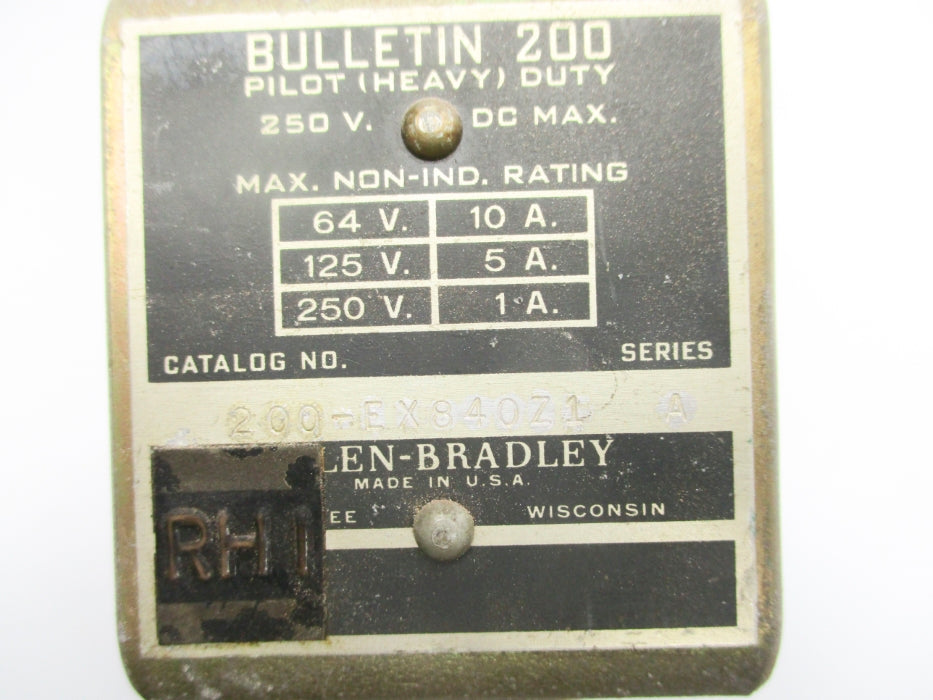 INDUSTRIAL SPARE PART 200-EX840Z1 SER. A 250VDC UNMP