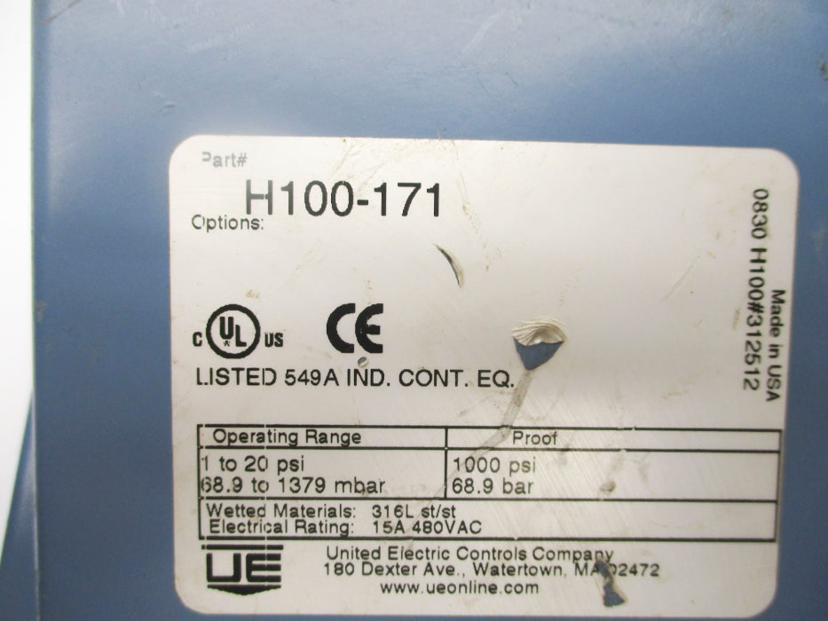 UNITED ELECTRIC H100-171 1-20PSI NSNP