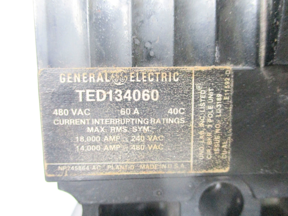 GENERAL ELECTRIC TED134060 60A 480VAC (AS PICTURED) NSNP