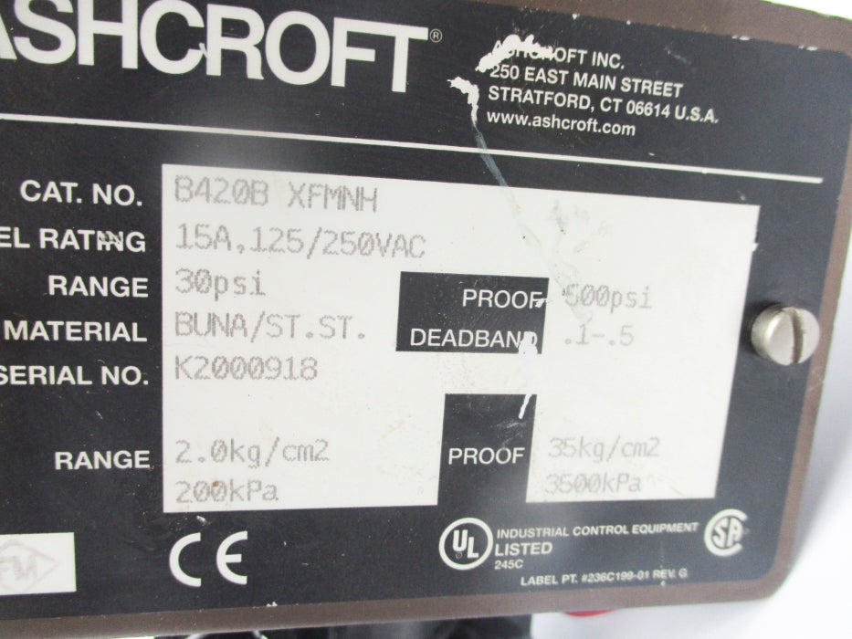 ASHCROFT B420BXFMNH 30/500PSI NSNP