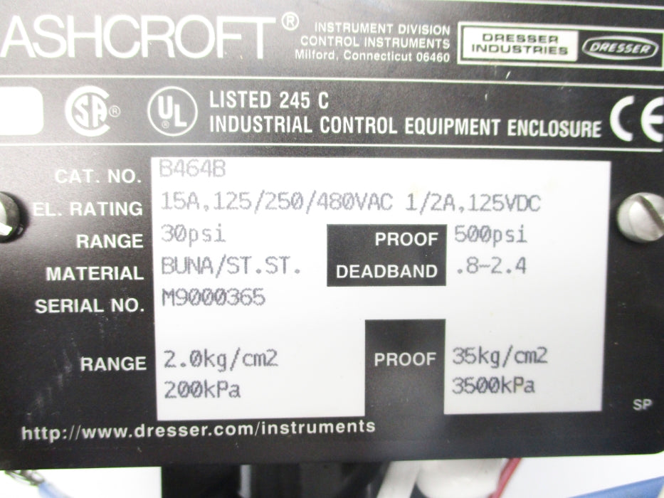 ASHCROFT B464B 30/500PSI NSNP