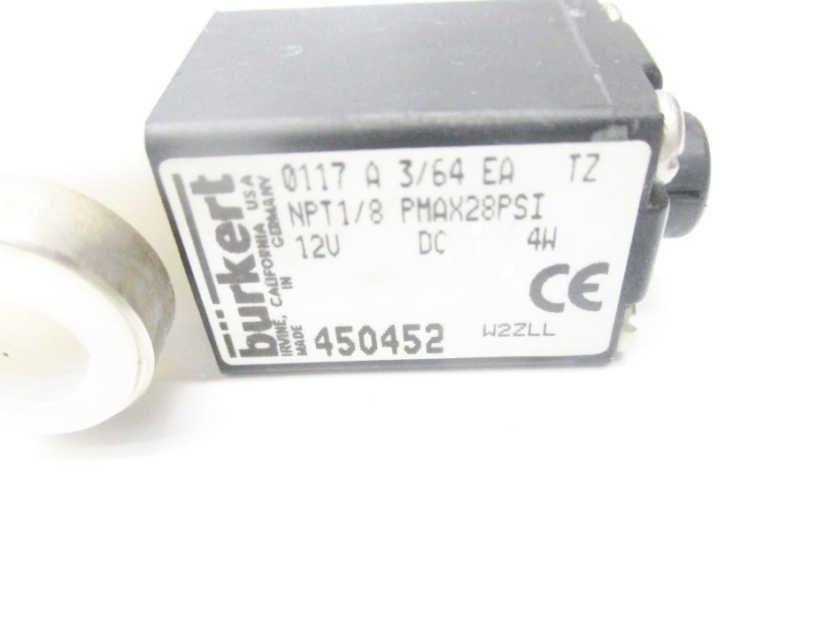 BURKERT 0117A3/64EA 450452 12VDC 28PSI NSNP
