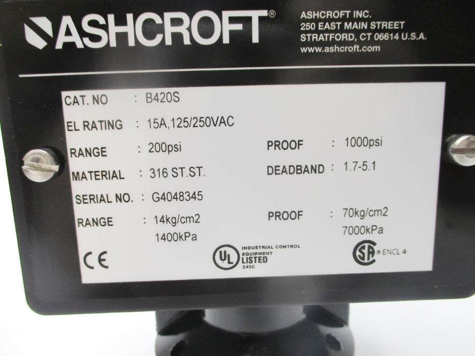 ASHCROFT B420S 200-1000PSI NSNP