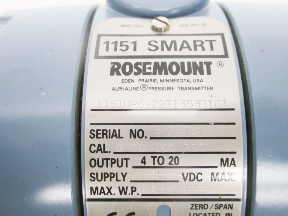 ROSEMOUNT 1151HP6S22T1358R1D3 4500PSI NSNP