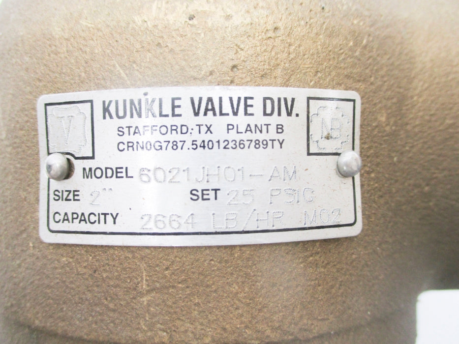 KUNKLE VALVE 6021JH01-AM 25PSI 2" NSNP