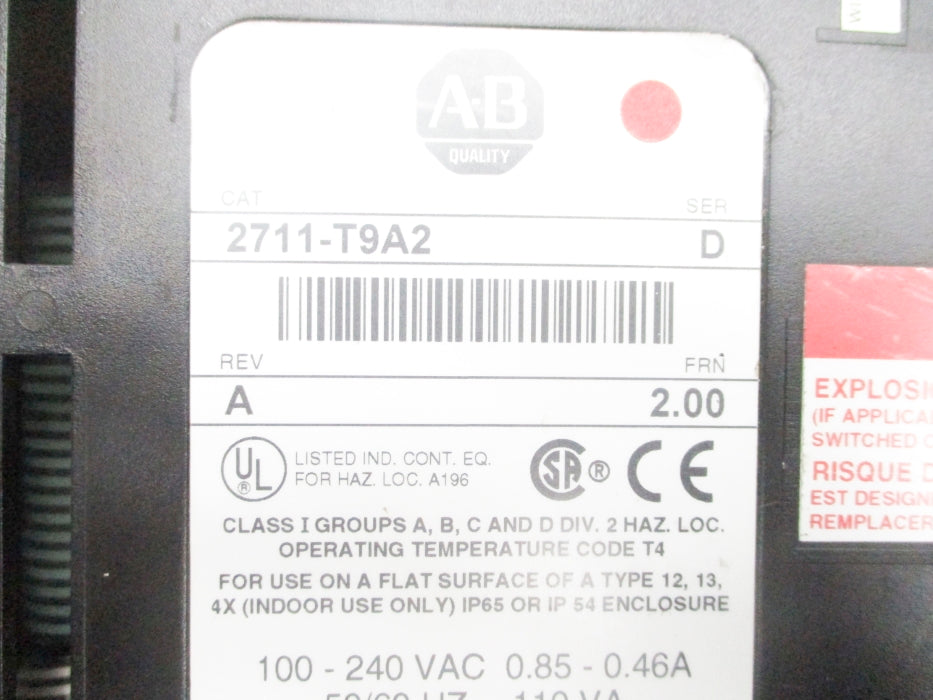 ALLEN BRADLEY 2711-T9A2 SER. D UNMP