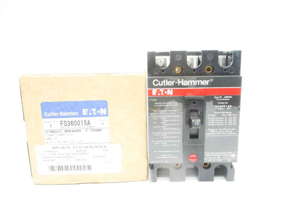 CUTLER HAMMER FS360015A SER. A 15A 600VAC NSMP