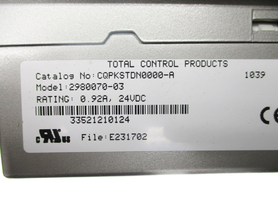 TOTAL CONTROL PRODUCTS CQPKSTDN0000-A 2980070-03 NSNP