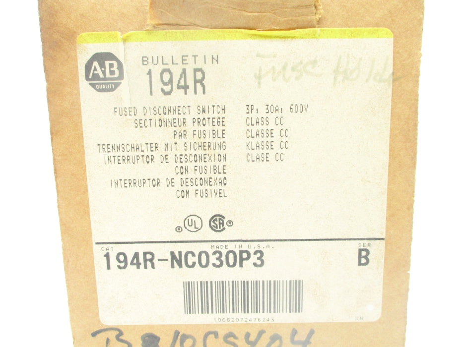 ALLEN BRADLEY 194R-NC030P3 SER. B (BR/YL) NSMP