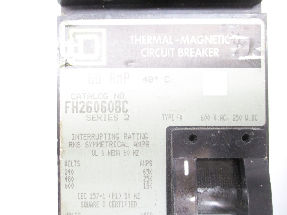 SQUARE D FH26060BC SER. 2 60A 600VAC UNMP