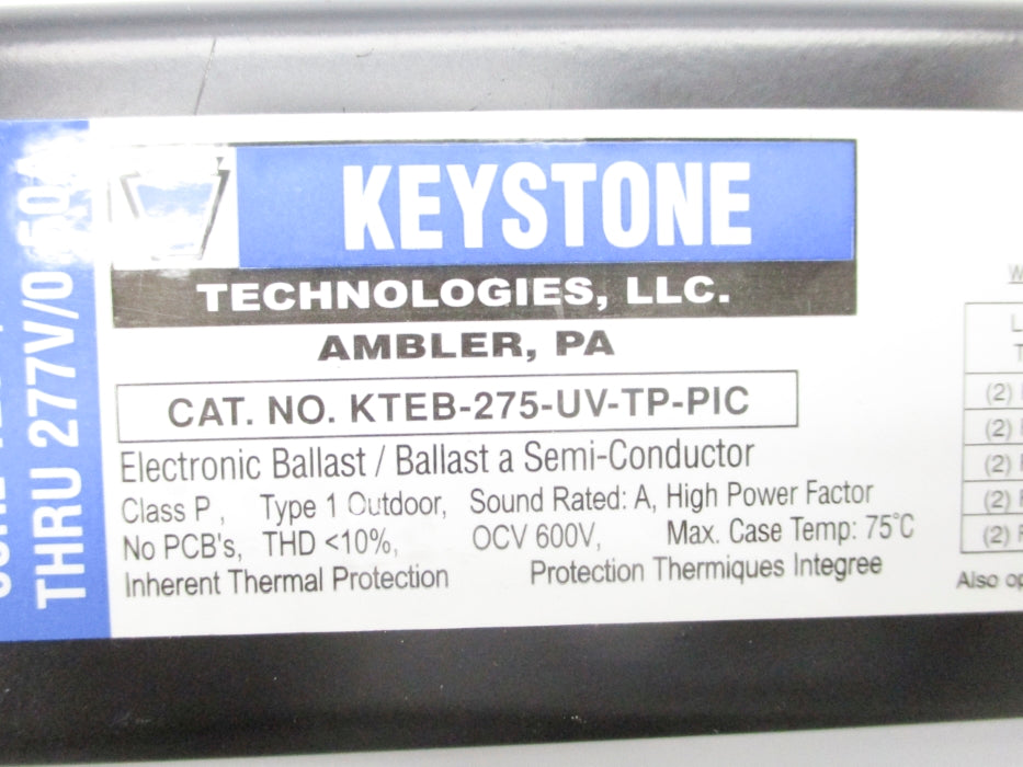 KEYSTONE KTEB-275-UV-TP-PIC UNMP