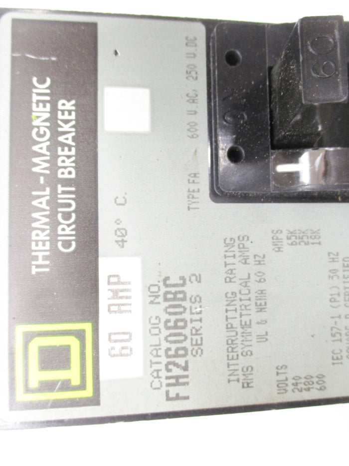 SQUARE D FH26060BC SER. 2 60A 600VAC NSNP