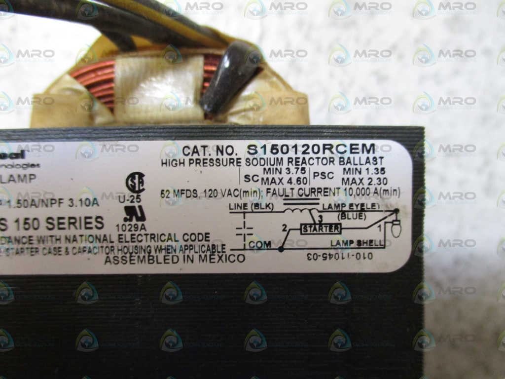 UNIVERSAL LIGHTING S150120RCEM HIGH PRESSURE REACTOR BALLAST *USED*