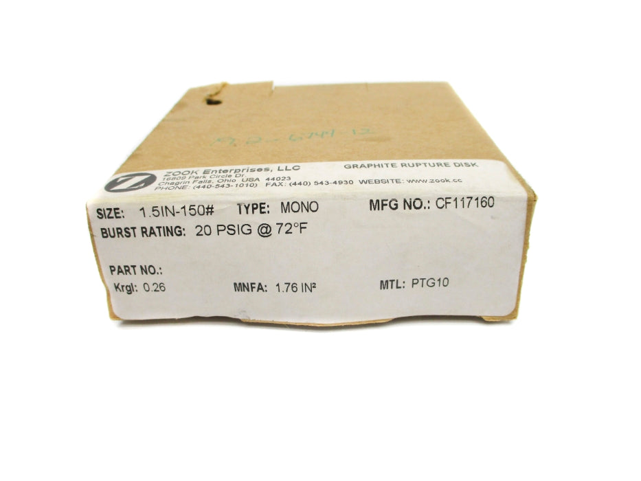 ZOOK ENTERPRISES CF117160 20PSIG NSMP