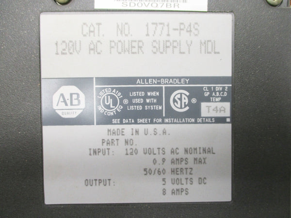 ALLEN BRADLEY 1771-P4S 120VAC 8A UNMP
