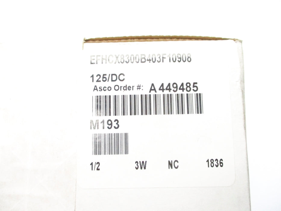 ASCO EFHCX8300B403F10908 125/DC NSFS