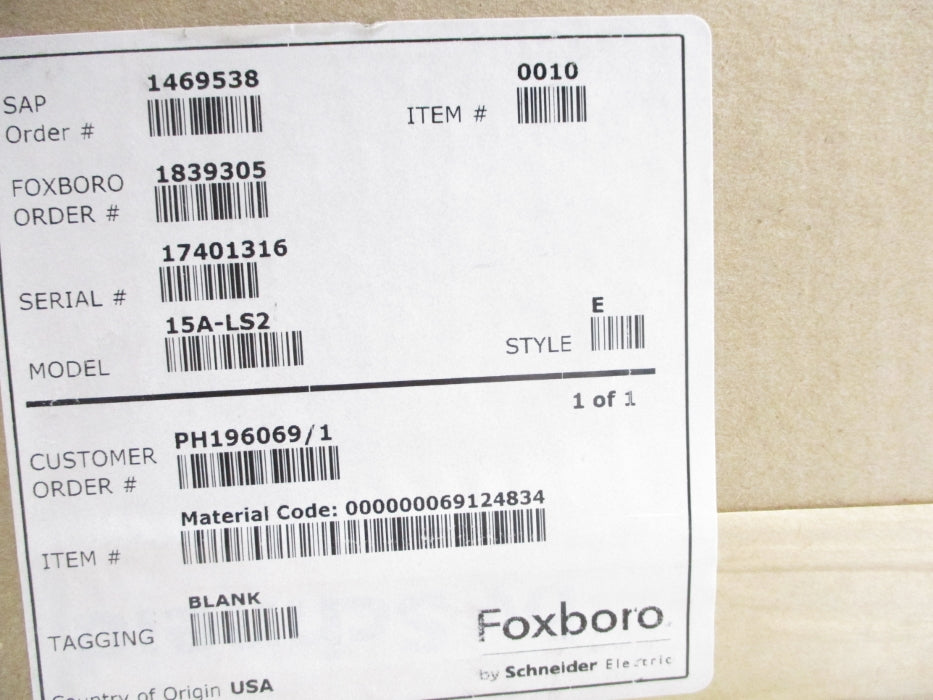 FOXBORO 15A-LS2 3-15PSI NSMP