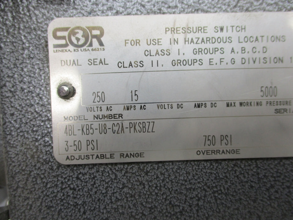 SOR 4BL-KB5-U8-C2A-PKSBZZ 3-50PSI NSNP