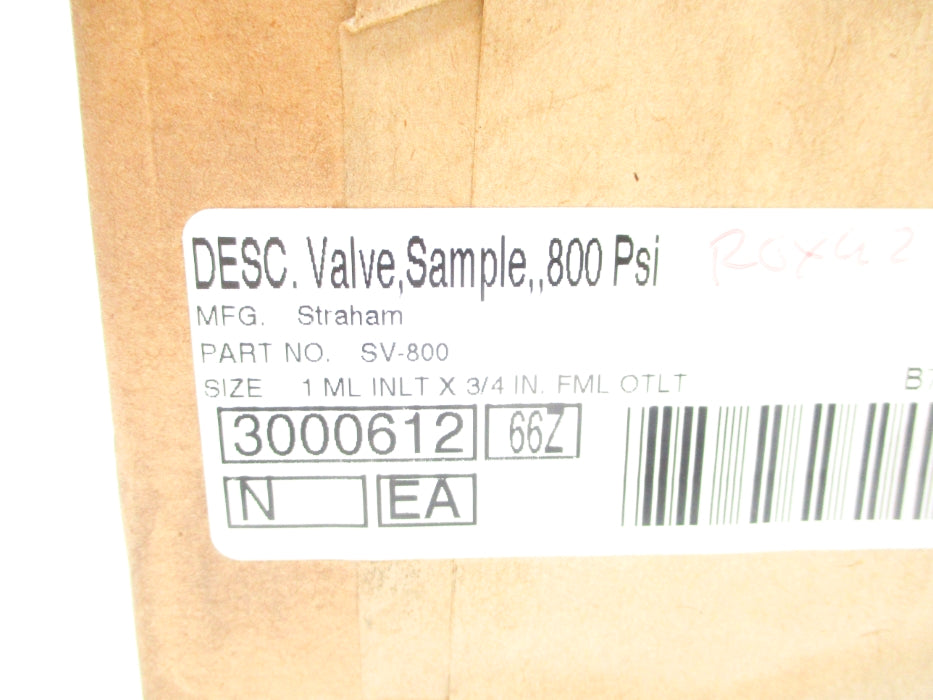 STRAHMAN VALVES SV-800 NSFS