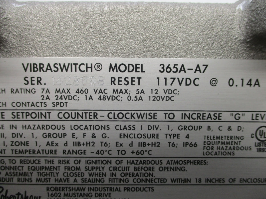 ROBERTSHAW 365A-A7 NSNP