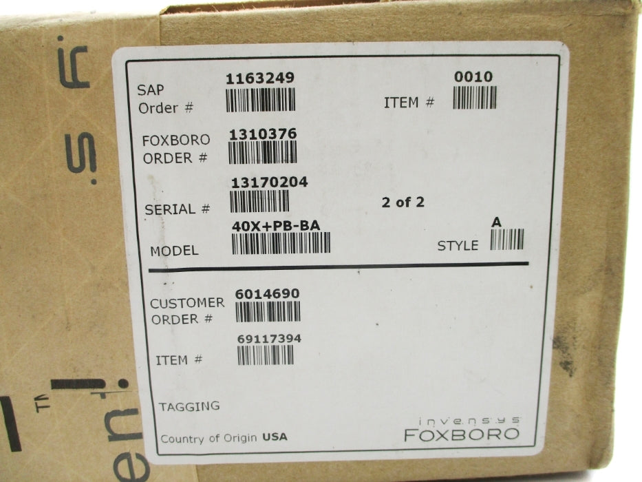FOXBORO 40X+PB-BA NSFS