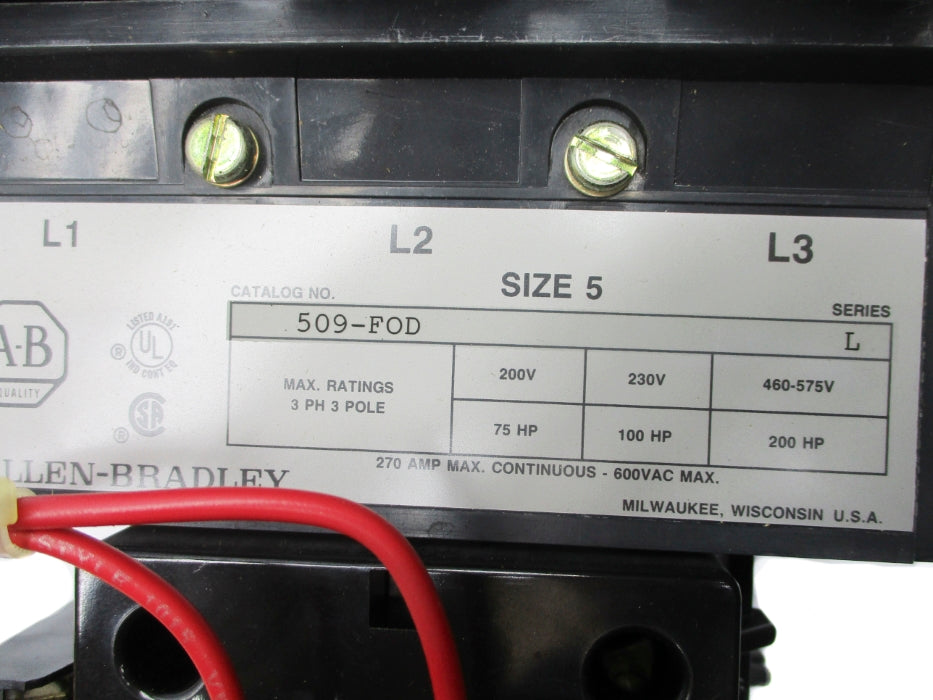 ALLEN BRADLEY 509-FOD SER. L (BR/YL) NSMP