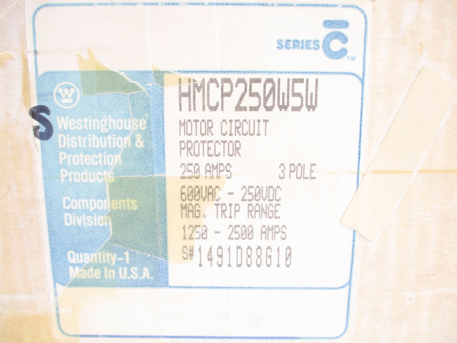 WESTINGHOUSE HMCP250W5W SER. C 250A 600VAC NSMP
