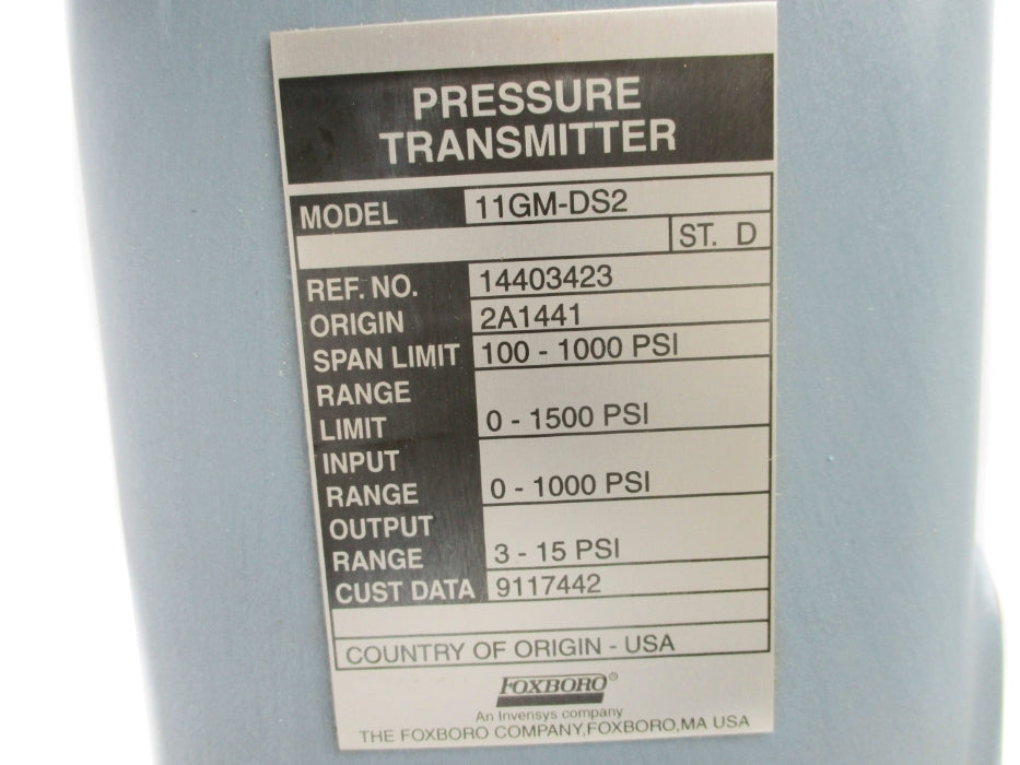FOXBORO 11GM-DS2 0-1500PSI NSNP