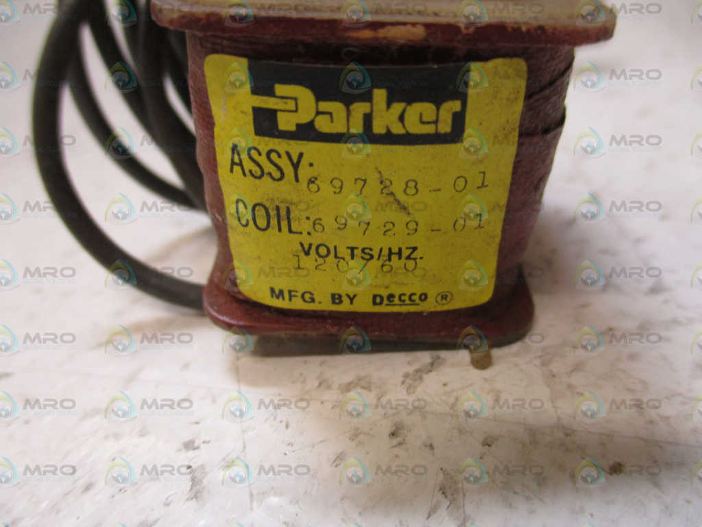 PARKER 69729-01 SOLENOID COIL 120V *USED*
