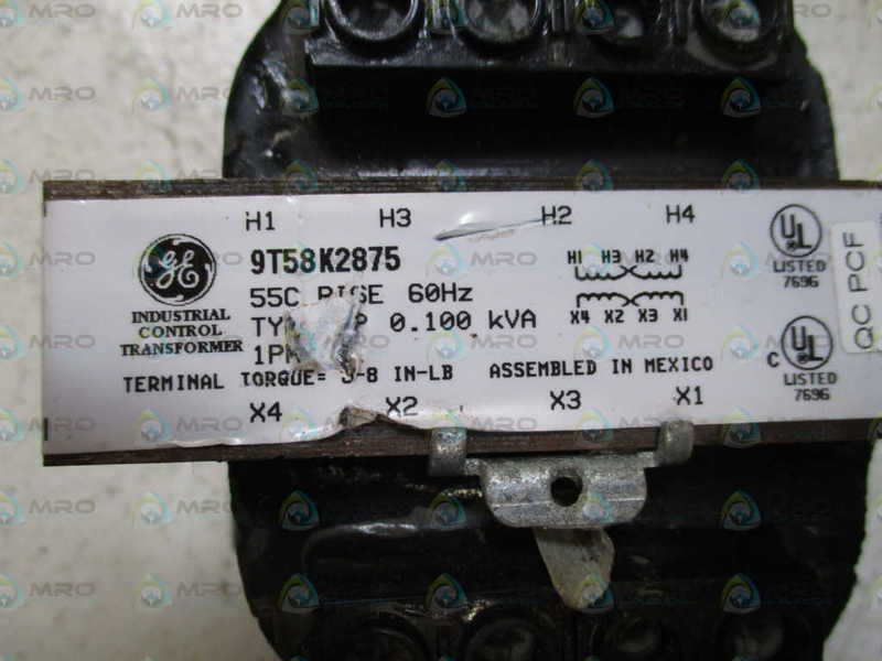 GENERAL ELECTRIC 9T58K2875 INDUSTRIAL CONTROL TRANSFORMER  *USED*
