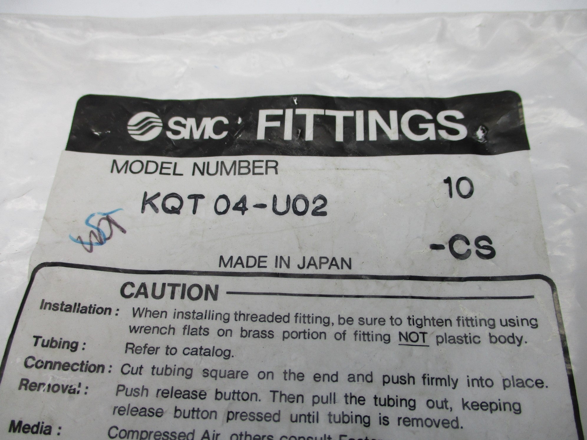 SMC KQT04-U02-CS (PKG OF 10) NSMP