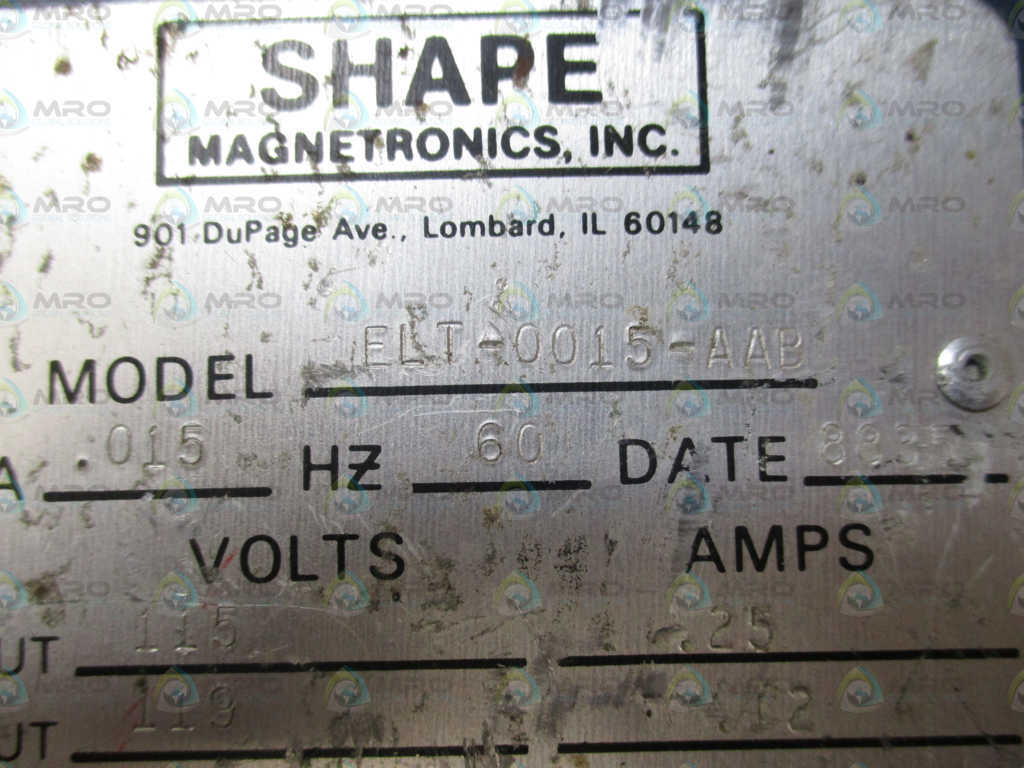 SHAPE MAGNETRONICS ELT-0015-AAB LINE TRANSFORMER *USED*